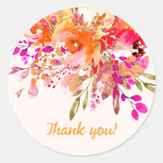 Bright Floral romantisch feest dank u Ronde Sticker (Voorkant)