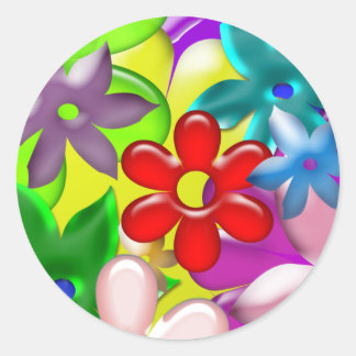 Bright Floral Ronde Sticker