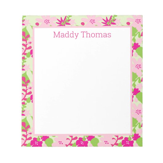 Bright Floral roze en groene notebooks Notitieblok (Voorkant)