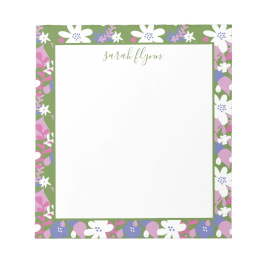 Bright Floral roze en witte laptop Notitieblok (Voorkant)