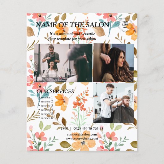 Bright Floral Salon Services Flyer Sjabloon (Voorkant)