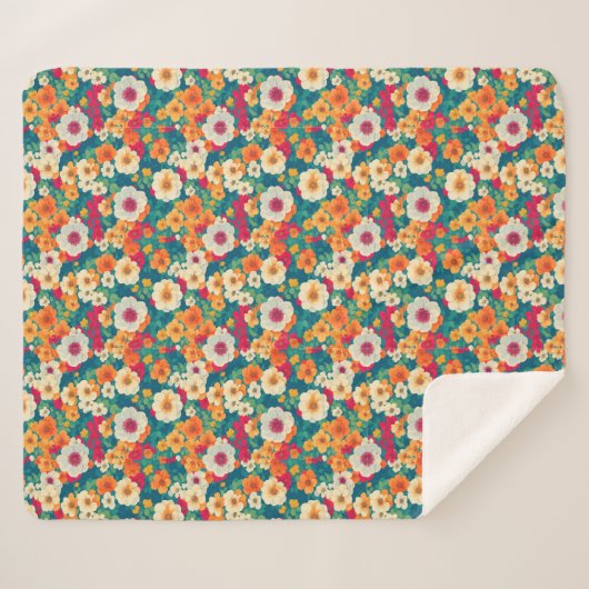 Bright Floral Sherpa Blanket Deken (Voorkant (horizontaal))