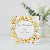 Bright Floral Square bruiloft Save The Date (Staand voorkant)