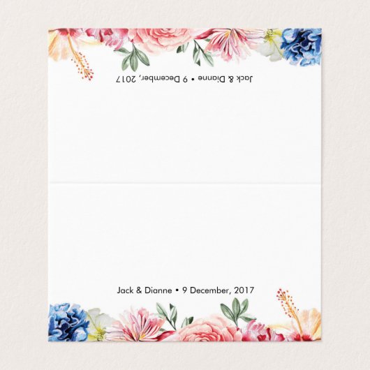Bright floral Tent Kaarten | Trouwplaatskaarten (Buitenkant ongevouwen)