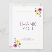 Bright Floral Thank You Card voor Print of Digitaa