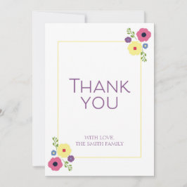 Bright Floral Thank You Card voor Print of Digitaa Kaart