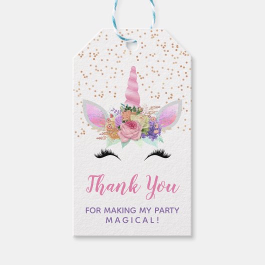 Bright Floral Unicorn bedankt Cadeaulabel (Voorkant)