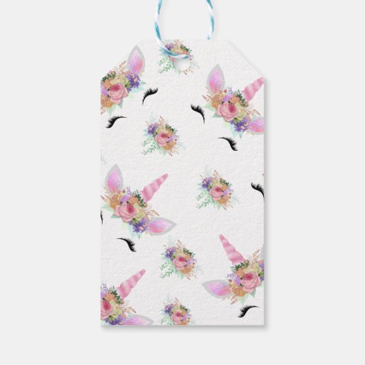 Bright Floral Unicorn bedankt Cadeaulabel (Achterkant)
