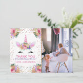 Bright Floral Unicorn bedankt Kaart (Staand voorkant)
