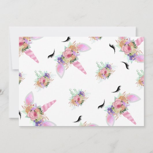 Bright Floral Unicorn bedankt Kaart (Achterkant)