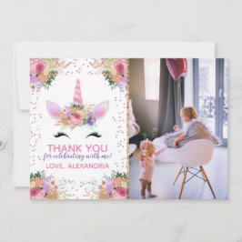 Bright Floral Unicorn bedankt Kaart