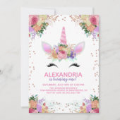 Bright Floral Unicorn Birthday Kaart (Voorkant)