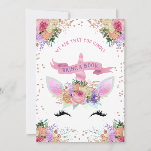 Bright Floral Unicorn brengt boek mee Kaart (Voorkant)