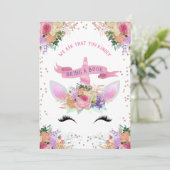 Bright Floral Unicorn brengt boek mee Kaart (Staand voorkant)