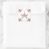 Bright Floral Unicorn Vierkante Sticker (Tas)