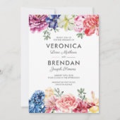 Bright Floral Watercolor Huwelijksuitnodiging Kaart (Voorkant)