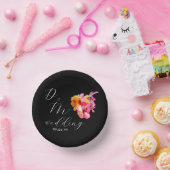 Bright Floral Waterkleurig Monogram Black Weddensc Papieren Kommen (Feest)