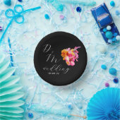 Bright Floral Waterkleurig Monogram Black Weddensc Papieren Kommen (Feest)