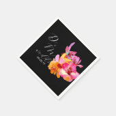 Bright Floral Waterkleurig Monogram Black Weddensc Servet (Hoek)