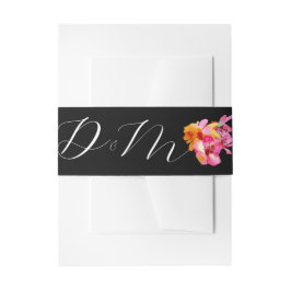 Bright Floral Waterkleurig Monogram Black Weddensc Uitnodigingen Wikkel