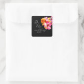 Bright Floral Waterkleurig Monogram Black Weddensc Vierkante Sticker (Tas)