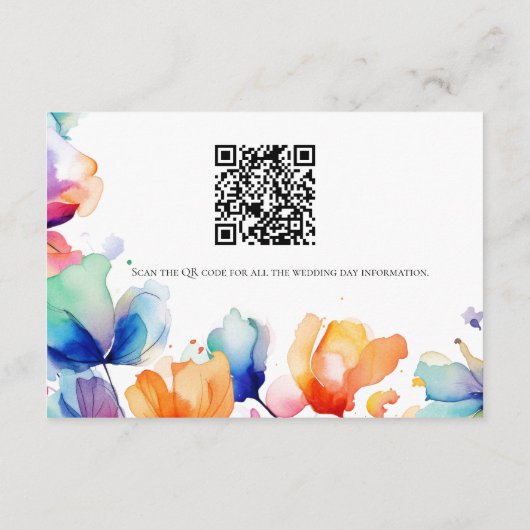 Bright Floral Waterverf bruiloft details Informatiekaartje (Achterkant)