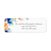 Bright Floral Waterverf bruiloft retour adres Etiket (Voorkant)