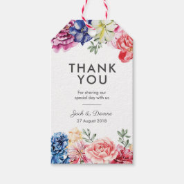 Bright Floral Waterverf Dank u voor labels Cadeaulabel