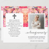 Bright Floral Waterverf Foto Begrafenisprogramma (Voorkant / Achterkant)