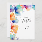 Bright Floral Waterverf Trouwtafel nummer Kaart (Voorkant)