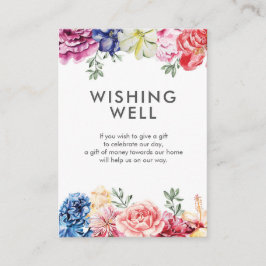 Bright floral waterverf | Wishing Well kaart