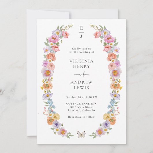 Bright Floral Wedding Kaart (Voorkant)