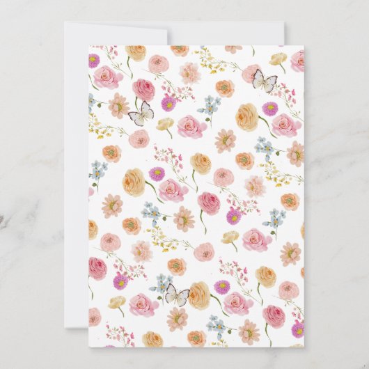 Bright Floral Wedding Kaart (Achterkant)