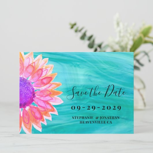 Bright Floral Wedding Save the Date Kaart (Staand voorkant)