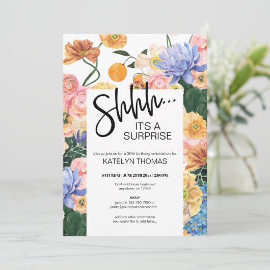Bright Floral Wildflower Surprise Birthday Kaart (Staand voorkant)