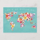 Bright Floral World Blauwgroen Briefkaart (Voorkant)