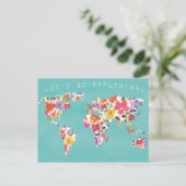 Bright Floral World Blauwgroen Briefkaart (Staand voorkant)