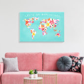 Bright Floral World Blauwgroen Canvas Afdruk (Insitu (Woonkamer))