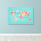 Bright Floral World Blauwgroen Canvas Afdruk (Insitu (Houten vloer))