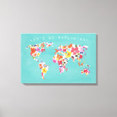 Bright Floral World Blauwgroen Canvas Afdruk (Voorkant)