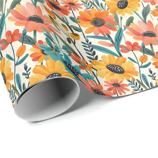 Bright Floral Wrapping Paper Cadeaupapier (Rol Hoek)