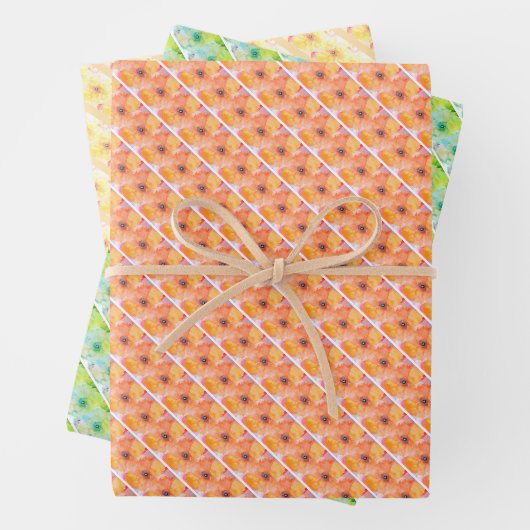 Bright Floral Wrapping Paper Sheet Set (In situ)