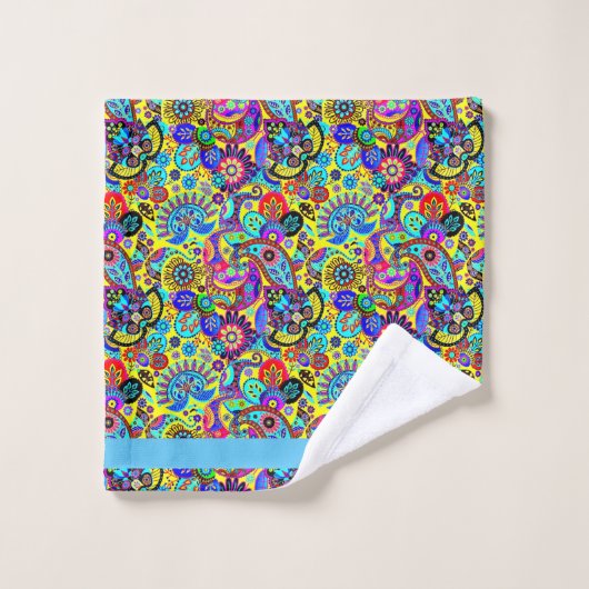 Bright florale paisley bad handdoek (Wasdoekje)