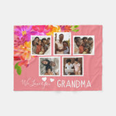 Bright Florals houden van je oma fotocollage Fleece Deken (Voorkant (Horizontaal))
