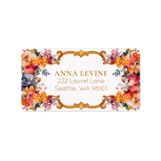 Bright Florals Romantisch Goud Lijst Etiket