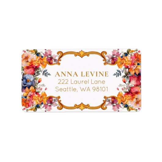  Bright Florals Romantisch Goud Lijst Etiket (Voorkant)