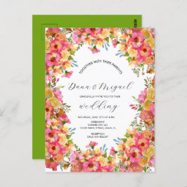 Bright Florals roze kleurrijke Waterverf bruiloft Briefkaart