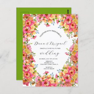 Bright Florals roze kleurrijke Waterverf bruiloft Briefkaart