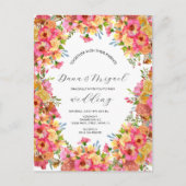 Bright Florals roze kleurrijke Waterverf bruiloft Briefkaart (Voorkant)