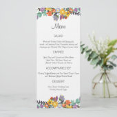 Bright Florals Spring Wedding Menu Kaart (Staand voorkant)